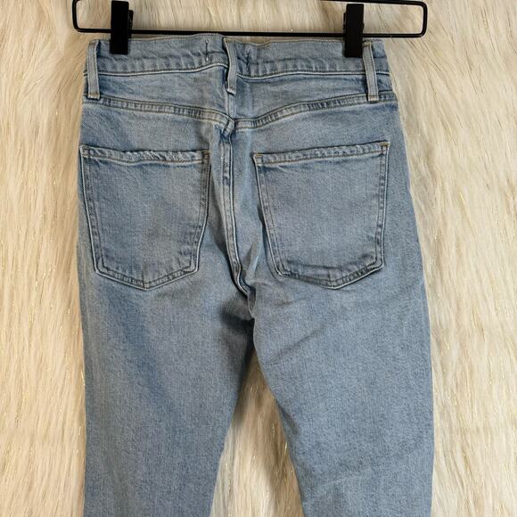 AGOLDE Womens Mid Rise Skinny Ankle Distressed Sophie Cotton Blend Light Wash 23 - Picture 5 of 9